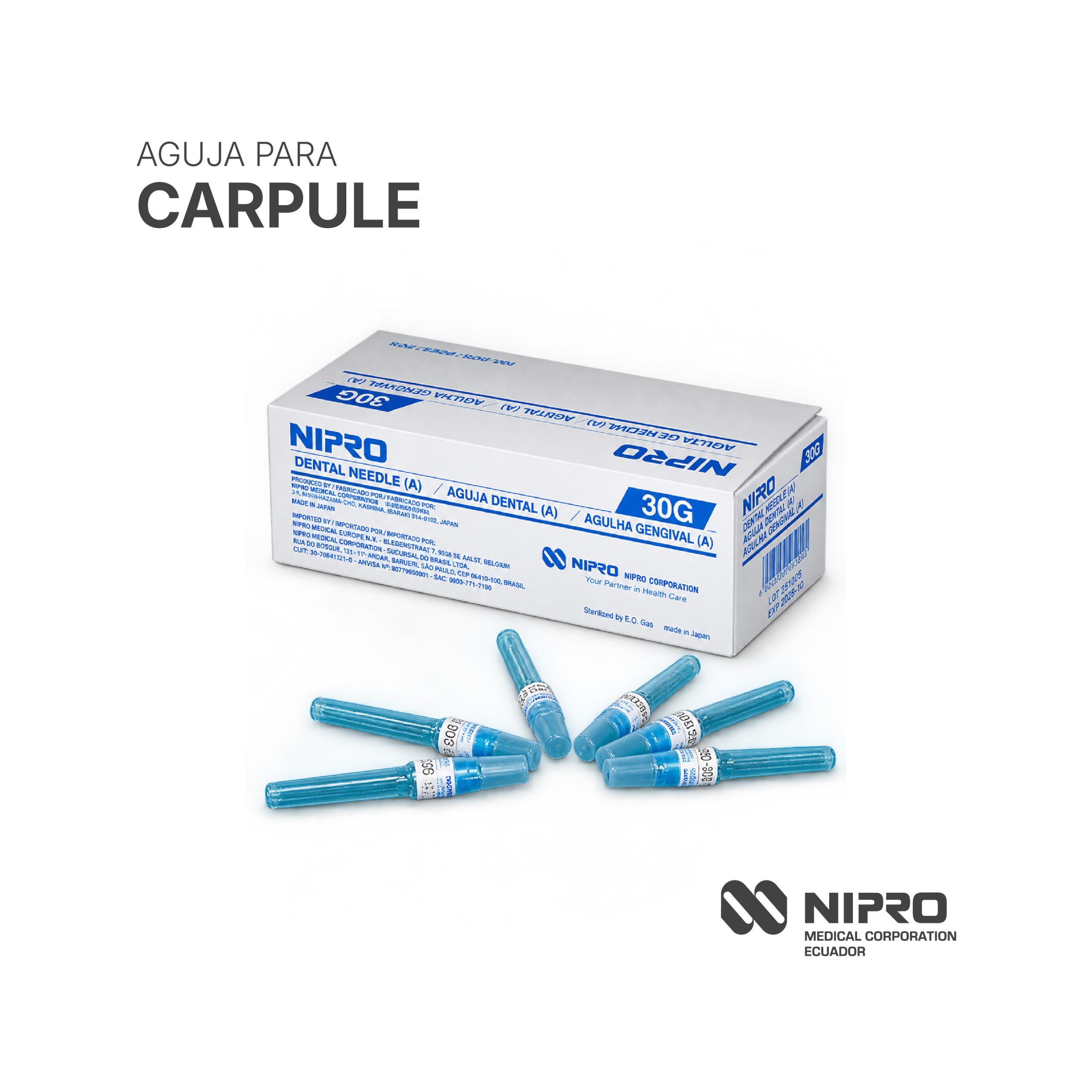Agujas para Carpule Odontológico con Pared Ultrafina y Trabas Laterales (Caja x 100 un.) – NIPRO