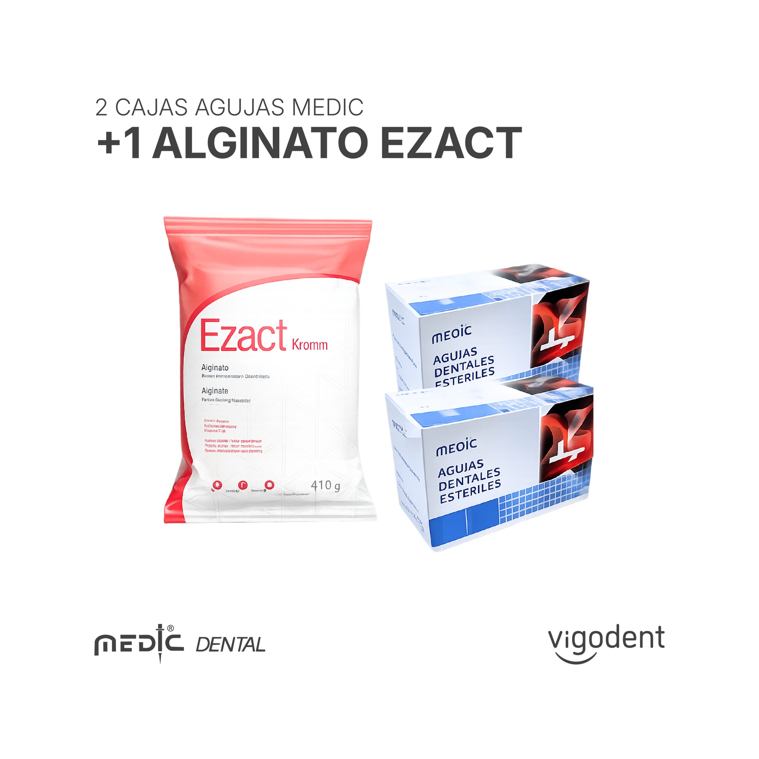 2 Cajas de Agujas (Medic) + 1 Alginato Ezact Kromm